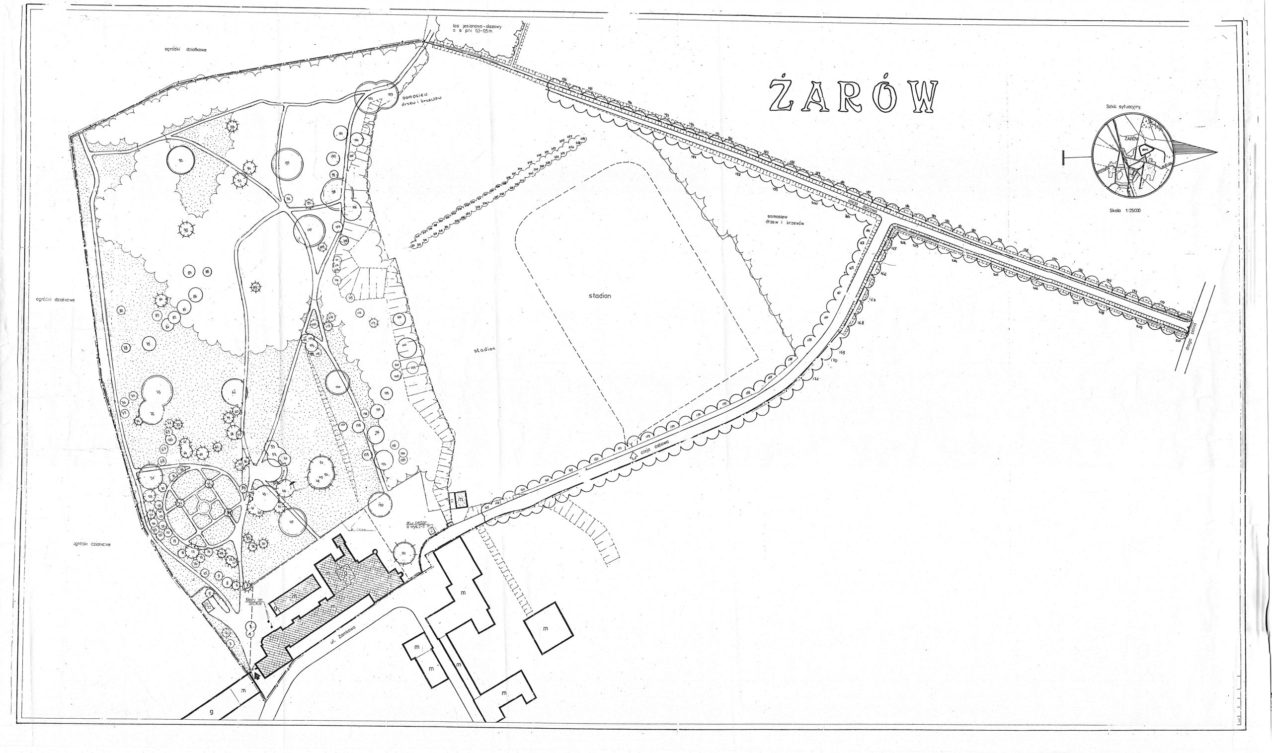Ewidencja założenia ogrodowo-parkowego 1987 plan
