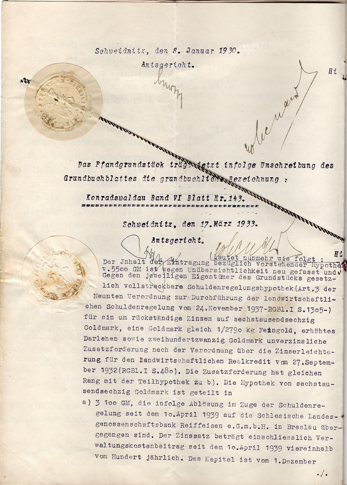 Pożyczka hipoteczna mieszkańca Konradswaldau Martina Langera 1929 (4)