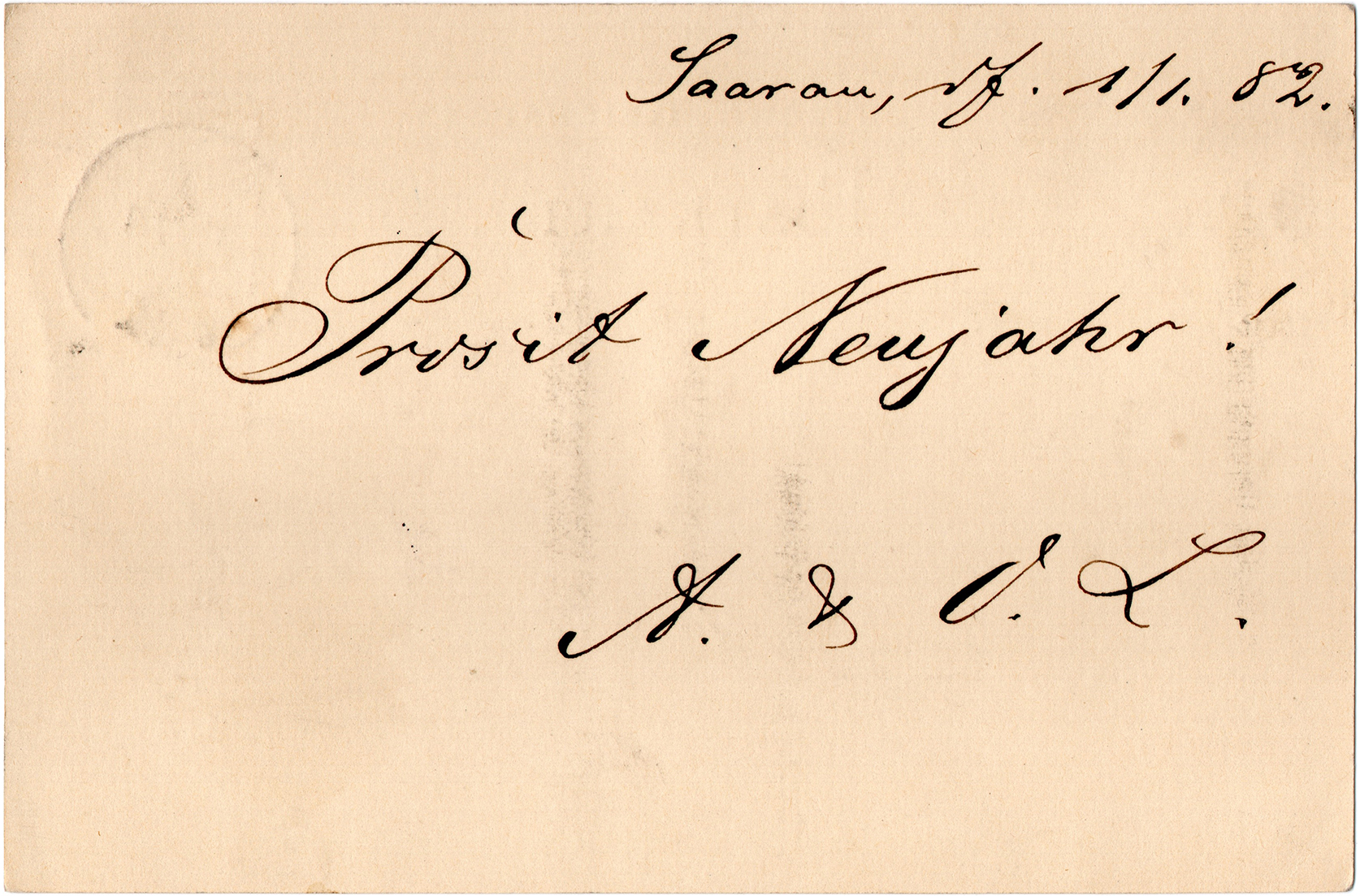 Kartka korespondencyjna Saarau – Ohlau 1881 (2)