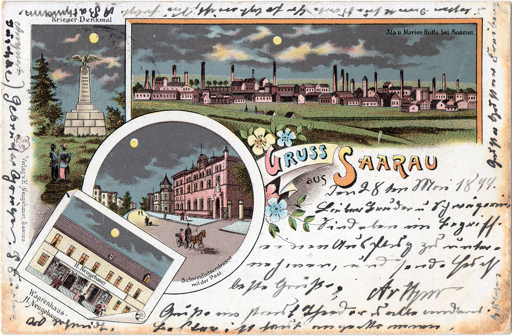 Karta pocztowa Gruss aus Saarau Litho. 1899 (1)