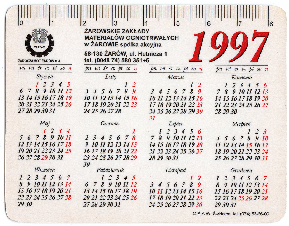 Kalendarz Żaroszamot 1997 (2)