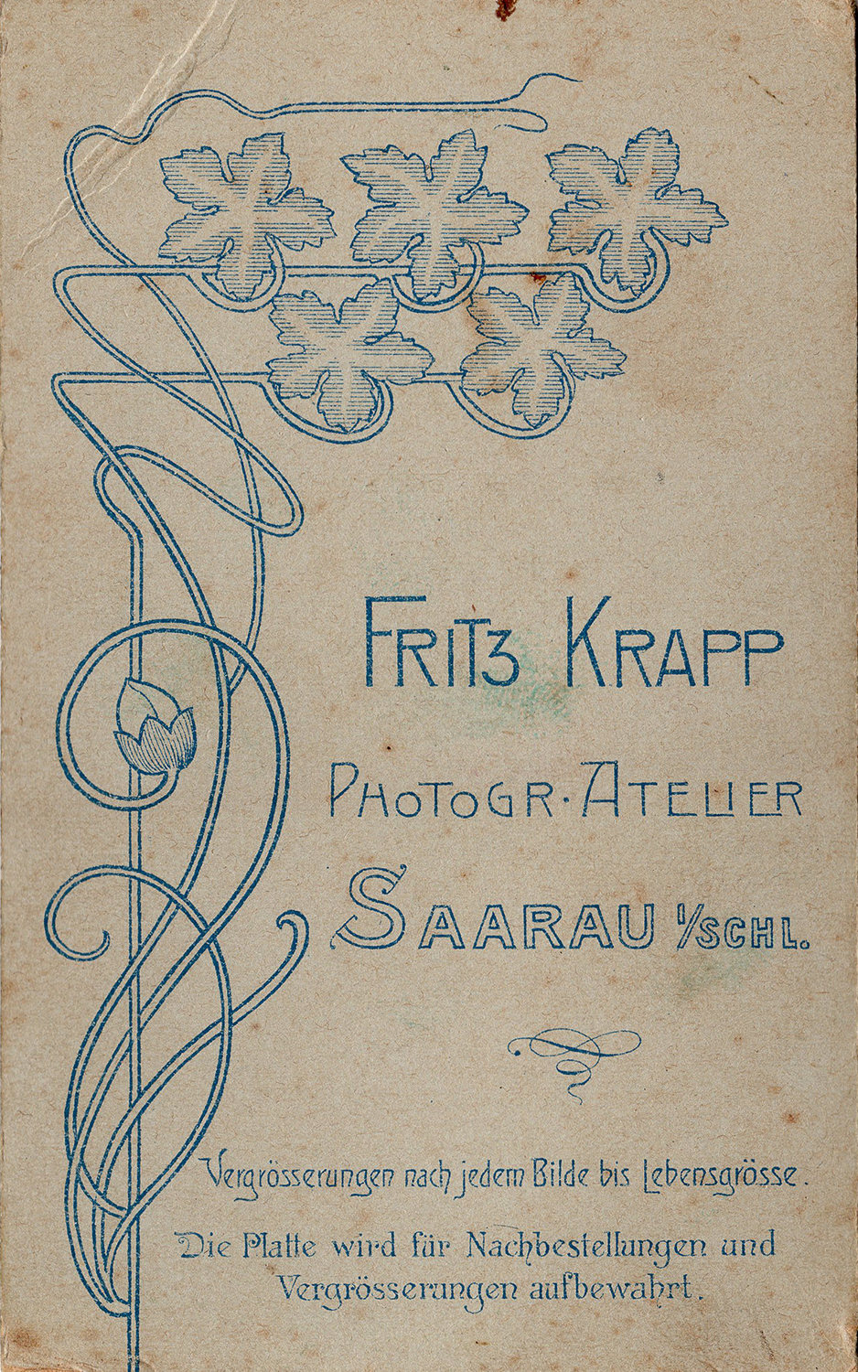 Fotografia trębacza CDV Frritz Krapp Saarau ok. 1915 (2)