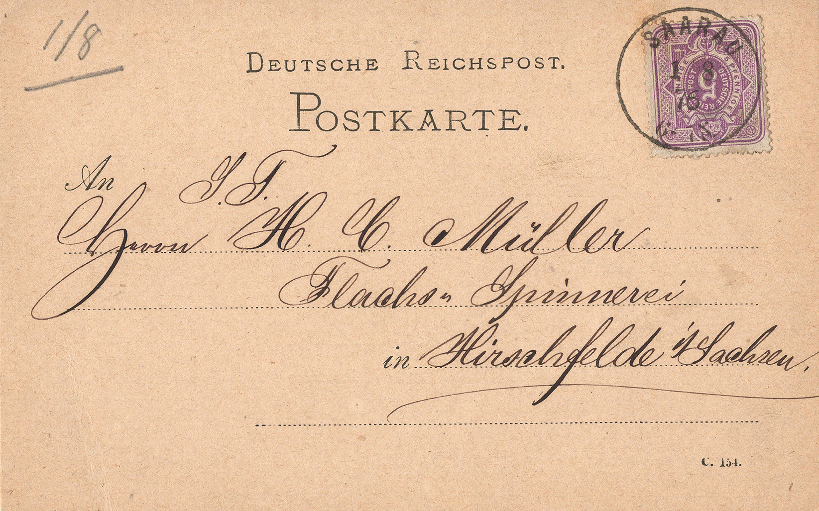 Kartka korespondencyjna Chamottefabrik von C. Kulmiz 1876 (1)